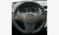 Кожаная оплетка на руль Opel Corsa D (S07) (2006-2014), Lada Niva Travel (2020-нв), Chevrolet Niva I (2009-2020) черная, Для руля без штатной накладки)