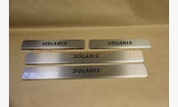 Накладки на пороги Солярис хром с шелкографией Solaris