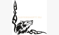 Наклейка Волк угловая симметричная (цвет черный, цена за 2шт)