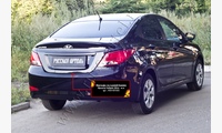 Накладка на задний бампер Hyundai Solaris седан 2014-2017 (I рестайлинг)