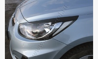 Накладки на передние фары (реснички) Hyundai Solaris седан 2010-2014 (l дорестайлинг)