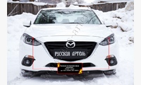 Накладки на передние фары (реснички) Mazda 3 седан 2013-2016 (III дорестайлинг)