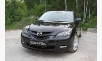 Накладки на передние фары (Реснички) Вариант 2 Mazda 3 хэтчбэк 2003-2008