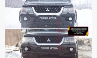 Защитная сетка и заглушка решетки переднего бампера Mitsubishi Pajero Sport 1998-2004