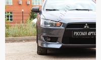 Накладка на передний бампер клыки Mitsubishi Lancer X 2007-2010