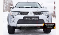 Зимняя заглушка решетки переднего бампера Mitsubishi Pajero Sport 2008-2013
