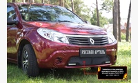 Защитная сетка переднего бампера (с ДХО) Renault Sandero 2009-2013