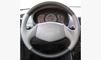 Кожаная оплетка на руль (без п/б) Hyundai Accent МТ0, МТ1, МТ2, AТ4 серо-черная