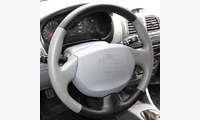 Кожаная оплетка на руль с подушкой безопасности Hyundai Accent МТ3, AТ5, серо-черная