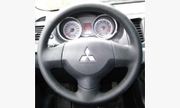 Кожаная оплетка на руль Mitsubishi Lancer X, черная