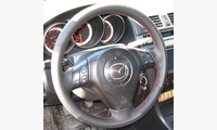 Кожаная оплетка на руль Mazda 3(BK), 6(GG,GY), CX-9, 2 (DY), 5 (CR), Premacy II (CR), RX-8, черная