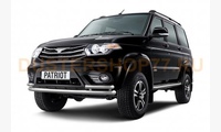 Защита переднего бампера двойная с углами Ø51/63мм UAZ PATRIOT (нерж) 2014-