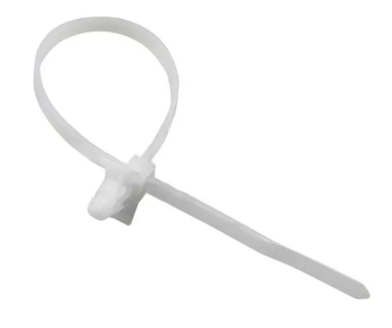 Стяжка кабельная нейлоновая с крепежным пистоном 190х4,8 мм d3,2 мм белая (1шт.)