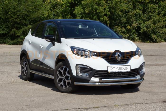 Защита переднего бампера двойная Ø63/51мм (НПС) Renault Kaptur 2016-