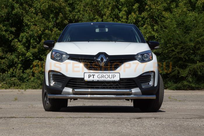 Защита переднего бампера двойная Ø63/51мм (НПС) Renault Kaptur 2016-